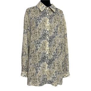 Ingenuity Button Up Shirt Women's 14 Multicolor Animal Print Modest Career VTG